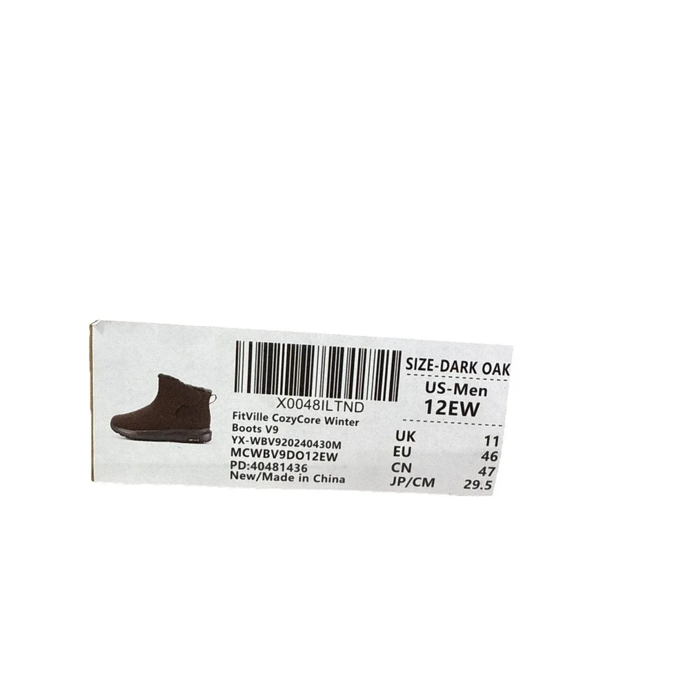 FitVille CozyCore Winter Boots V9 Dark Oak Men Size‎ 12EW